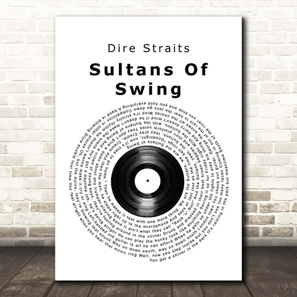 Dire Straits Sultans Of Swing Vinyl Record Song Lyric Print
