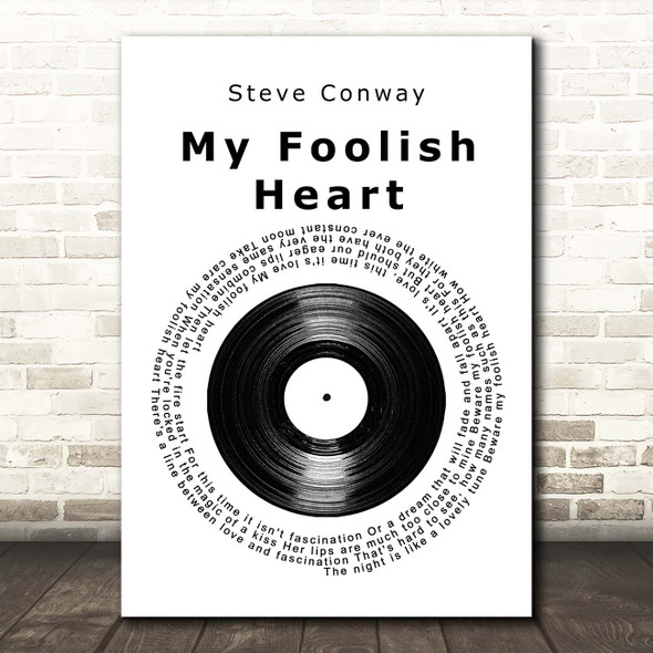 Steve Conway My Foolish Heart Vinyl Record Song Lyric Print