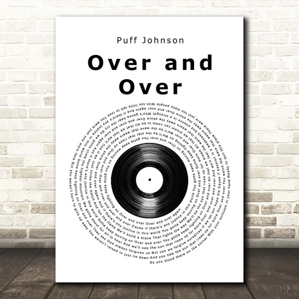 Puff Johnson Over and Over Vinyl Record Song Lyric Print