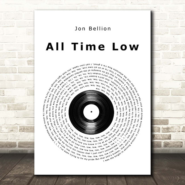 Jon Bellion All Time Low Vinyl Record Song Lyric Print
