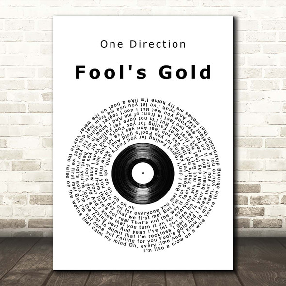 One Direction Fool's Gold Vinyl Record Song Lyric Print