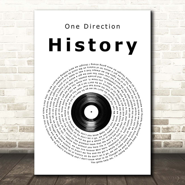 One Direction History Vinyl Record Song Lyric Print