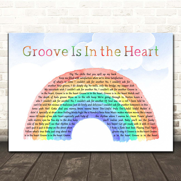 Deee-Lite Groove Is In the Heart Watercolour Rainbow & Clouds Song Lyric Print