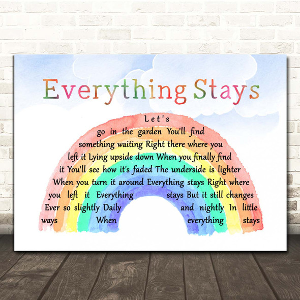 Adventure Time & Ashley Eriksson Everything Stays Watercolour Rainbow & Clouds Song Lyric Print