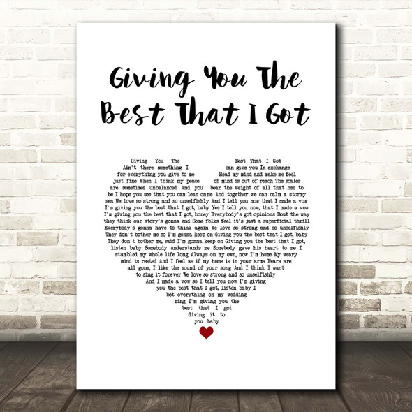 Anita Baker Giving You The Best That I Got White Heart Song Lyric Print