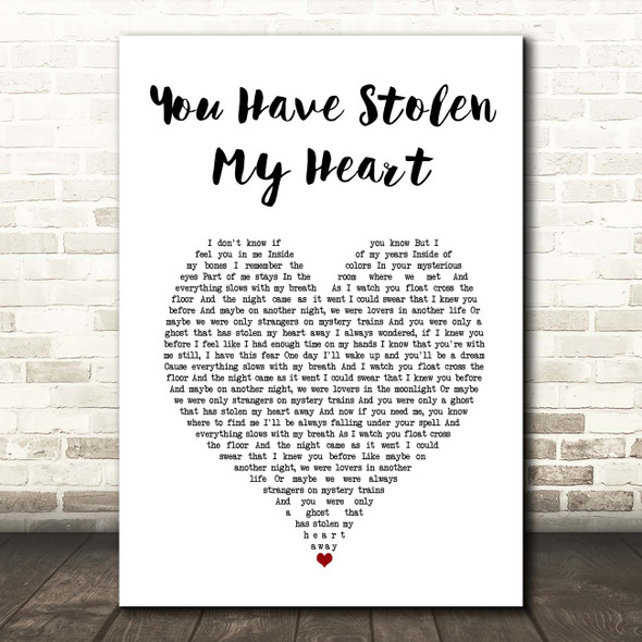 Brian Fallon You Have Stolen My Heart White Heart Song Lyric Print