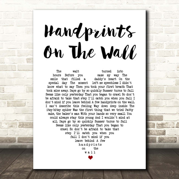 Kenny Rogers Handprints On The Wall White Heart Song Lyric Print
