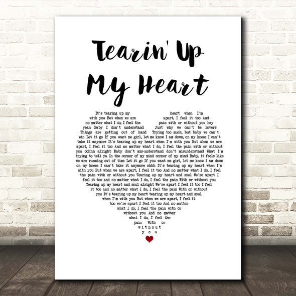 N Sync Tearin' Up My Heart White Heart Song Lyric Print