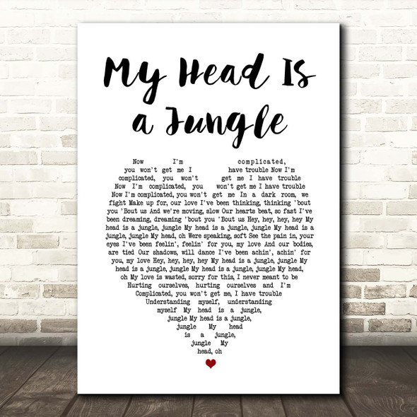 Emma Louise, Wankelmut My Head Is a Jungle White Heart Song Lyric Print