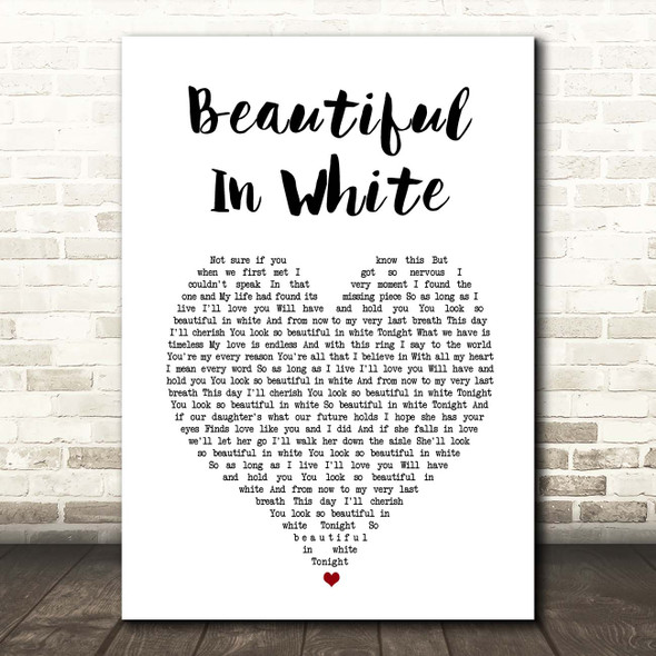 Shane Filan Beautiful In White White Heart Song Lyric Print