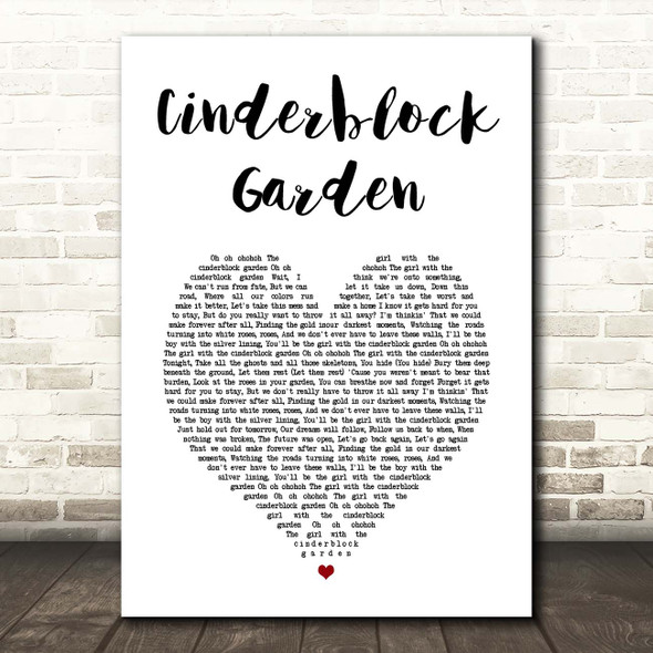 All Time Low Cinderblock Garden White Heart Song Lyric Print