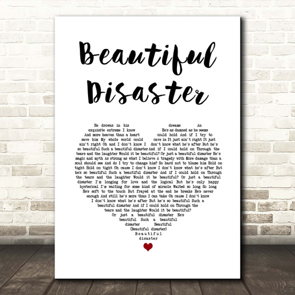 Kelly Clarkson Beautiful Disaster White Heart Song Lyric Print