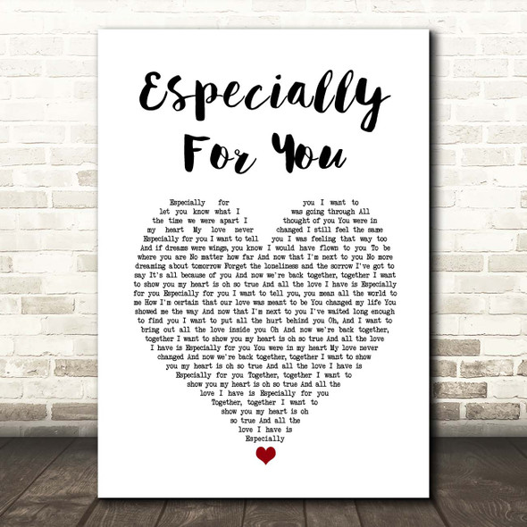 Kylie Minogue, Jason Donovan Especially for You White Heart Song Lyric Print