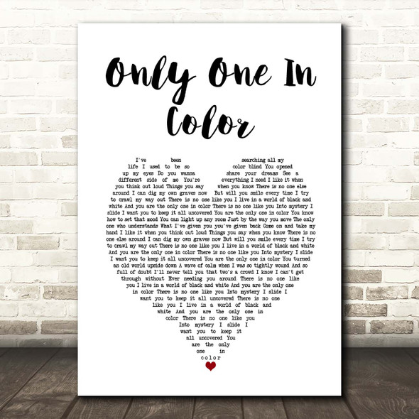 Trapt Only One In Color White Heart Song Lyric Print