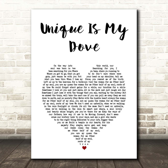 Matisyahu Unique Is My Dove White Heart Song Lyric Print