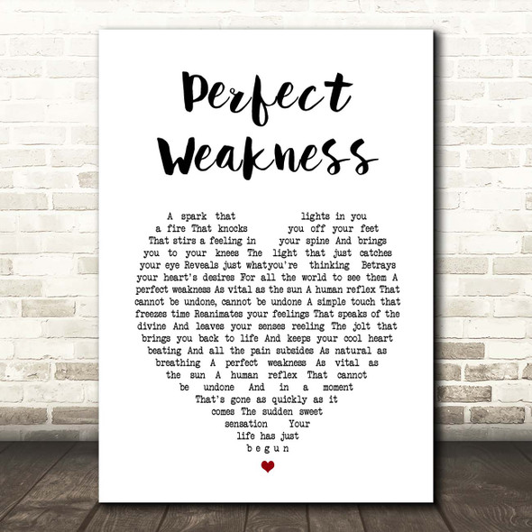 DIVISIONS Perfect Weakness White Heart Song Lyric Print