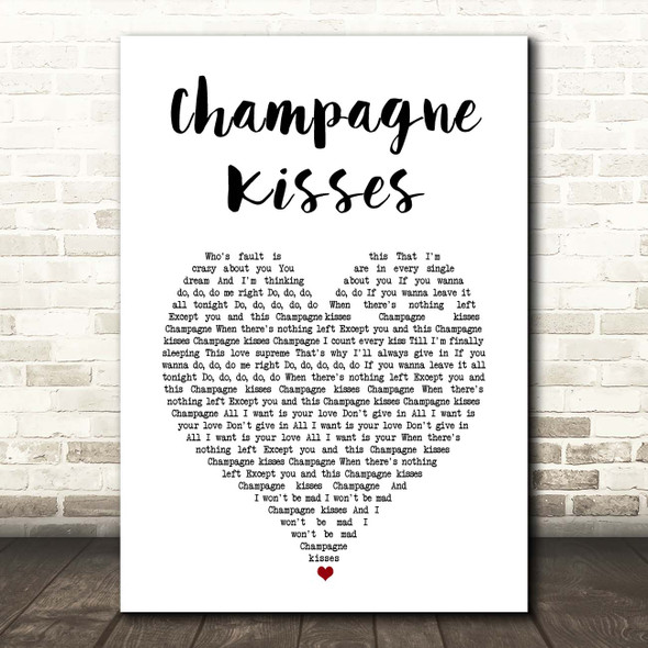 Jessie Ware Champagne Kisses White Heart Song Lyric Print