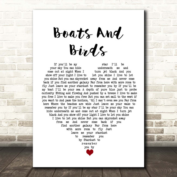 Gregory And The Hawk Boats And Birds White Heart Song Lyric Print