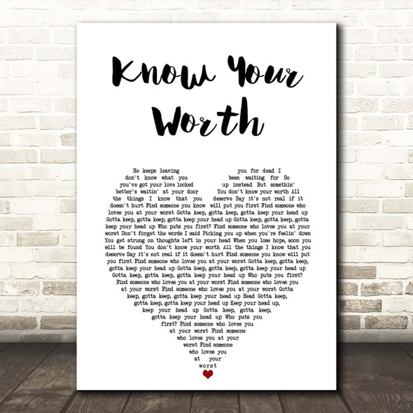 Khalid & Disclosure Know Your Worth White Heart Song Lyric Print
