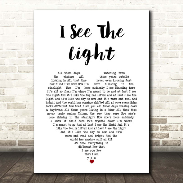 Mandy Moore I See The Light White Heart Song Lyric Print