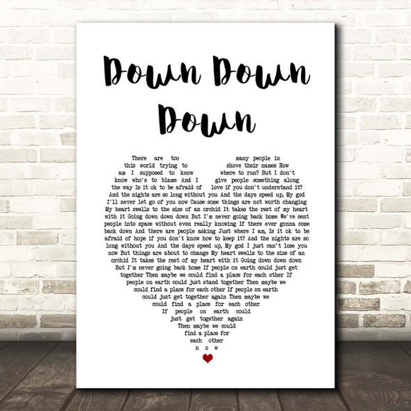 Charlie Simpson Down Down Down White Heart Song Lyric Print