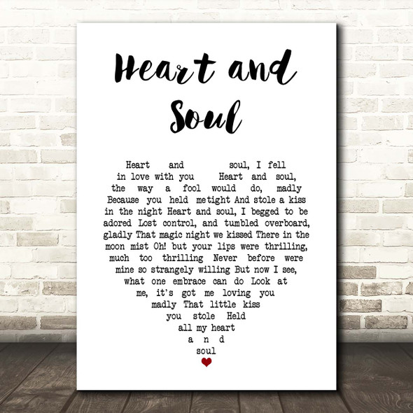 Hoagy Carmichael Heart and Soul White Heart Song Lyric Print