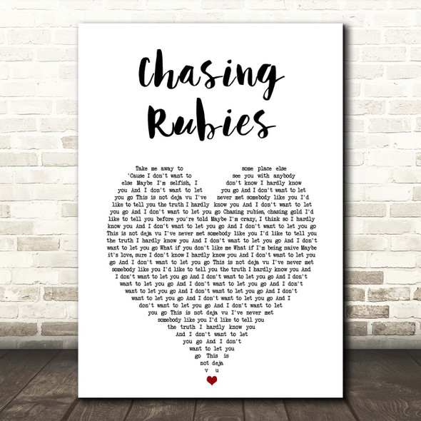 Hudson Taylor Chasing Rubies White Heart Song Lyric Print