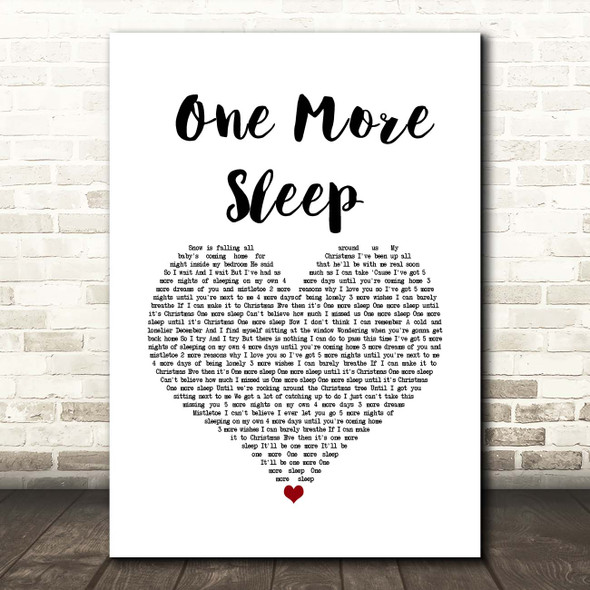 Leona Lewis One More Sleep White Heart Song Lyric Print