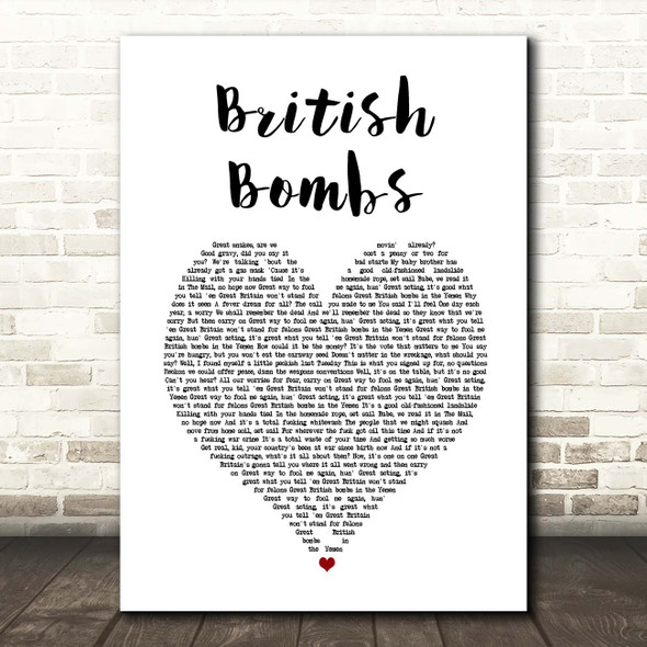 Declan McKenna British Bombs White Heart Song Lyric Print
