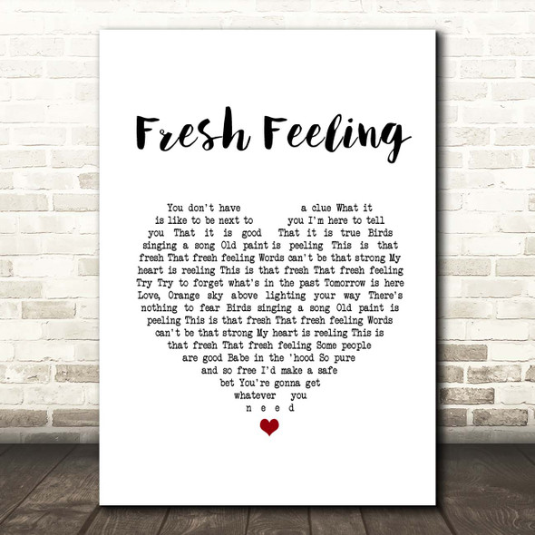 Eels Fresh Feeling White Heart Song Lyric Print