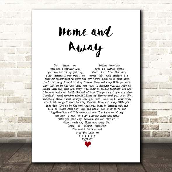 Karen Boddington and Mark Williams Home and Away White Heart Song Lyric Print