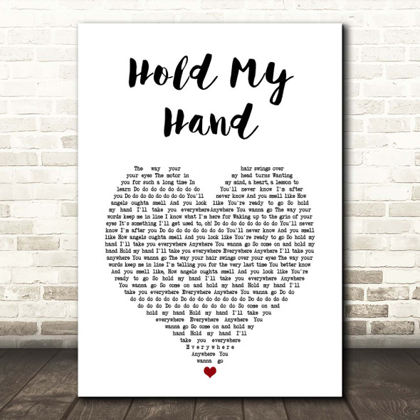 New Found Glory Hold My Hand White Heart Song Lyric Print