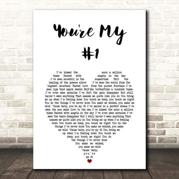 Enrique Iglesias You're My #1 White Heart Song Lyric Print