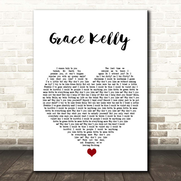 MIKA Grace Kelly White Heart Song Lyric Print