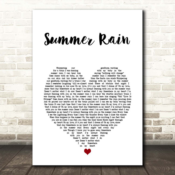 Belinda Carlisle Summer Rain White Heart Song Lyric Print