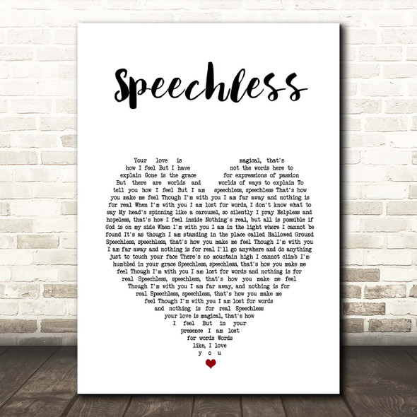 Michael Jackson Speechless White Heart Song Lyric Print