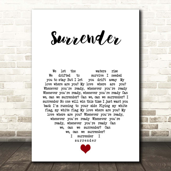 Natalie Taylor Surrender White Heart Song Lyric Print