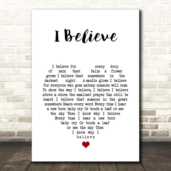 The Bachelors I Believe White Heart Song Lyric Print