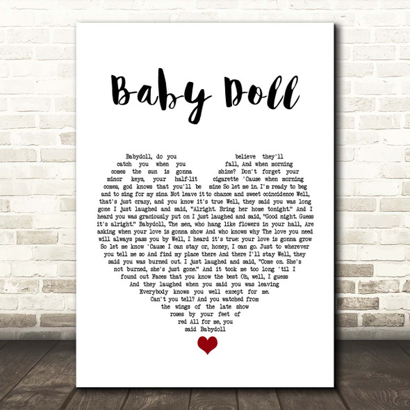 The Fratellis Baby Doll White Heart Song Lyric Print