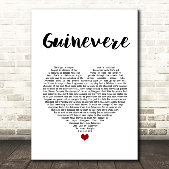 Eli Young Band Guinevere White Heart Song Lyric Print