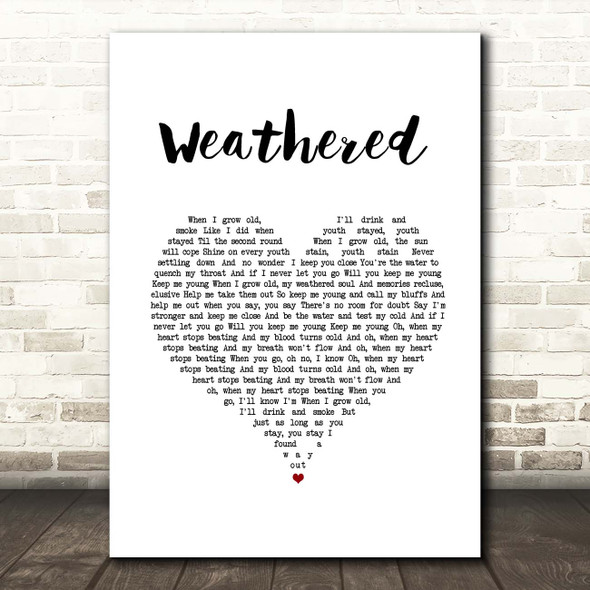 Jack Garratt Weathered White Heart Song Lyric Print