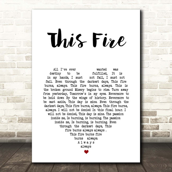 Killswitch Engage This Fire White Heart Song Lyric Print