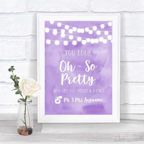 Lilac Watercolour Lights Toilet Get Out & Dance Personalized Wedding Sign