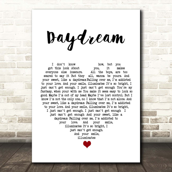 Benji Matthews Daydream White Heart Song Lyric Print