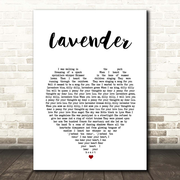 Marillion Lavender White Heart Song Lyric Print