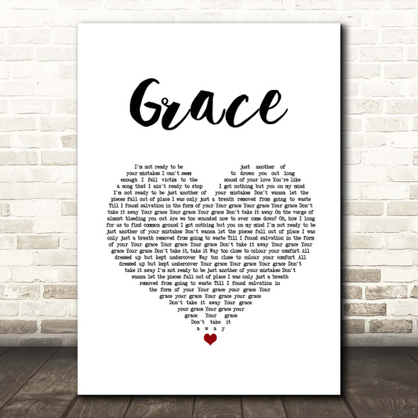 Lewis Capaldi Grace White Heart Song Lyric Print