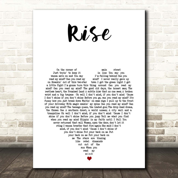 Ben's Brother Rise White Heart Song Lyric Print