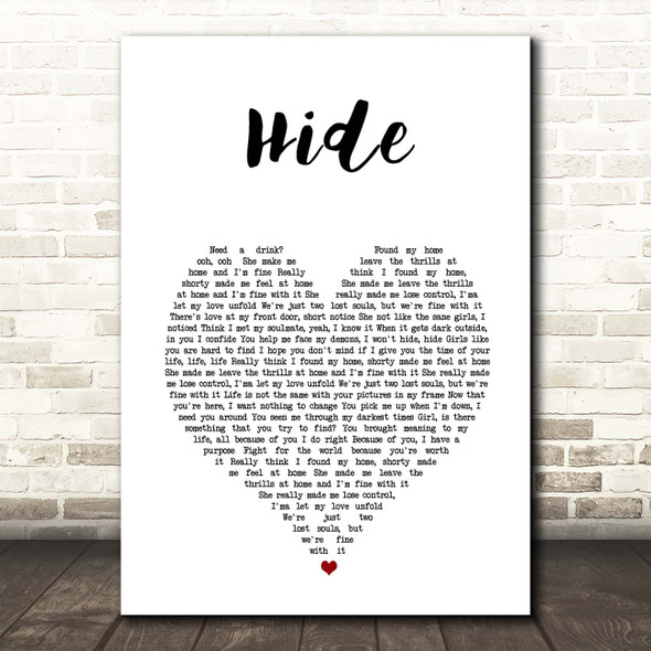 Juice WRLD Hide White Heart Song Lyric Print