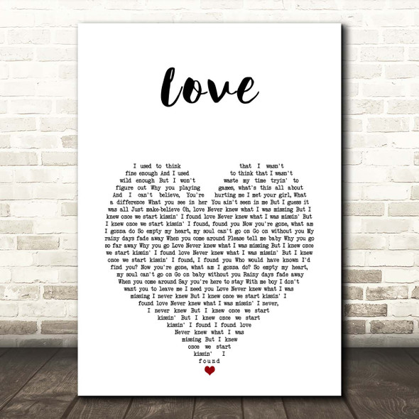 Keyshia Cole Love White Heart Song Lyric Print