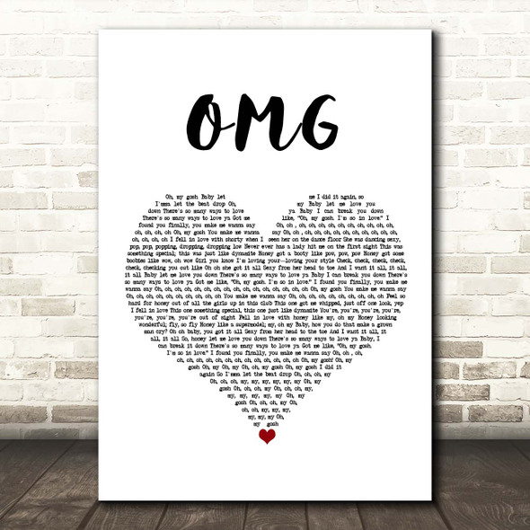 Usher OMG White Heart Song Lyric Print